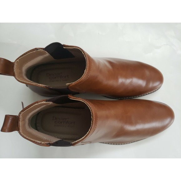 Dexter Comfort  Men\'s Alec Chelsea Brown Cognac Skip Boots Shoes 12 Medium Width main image 10